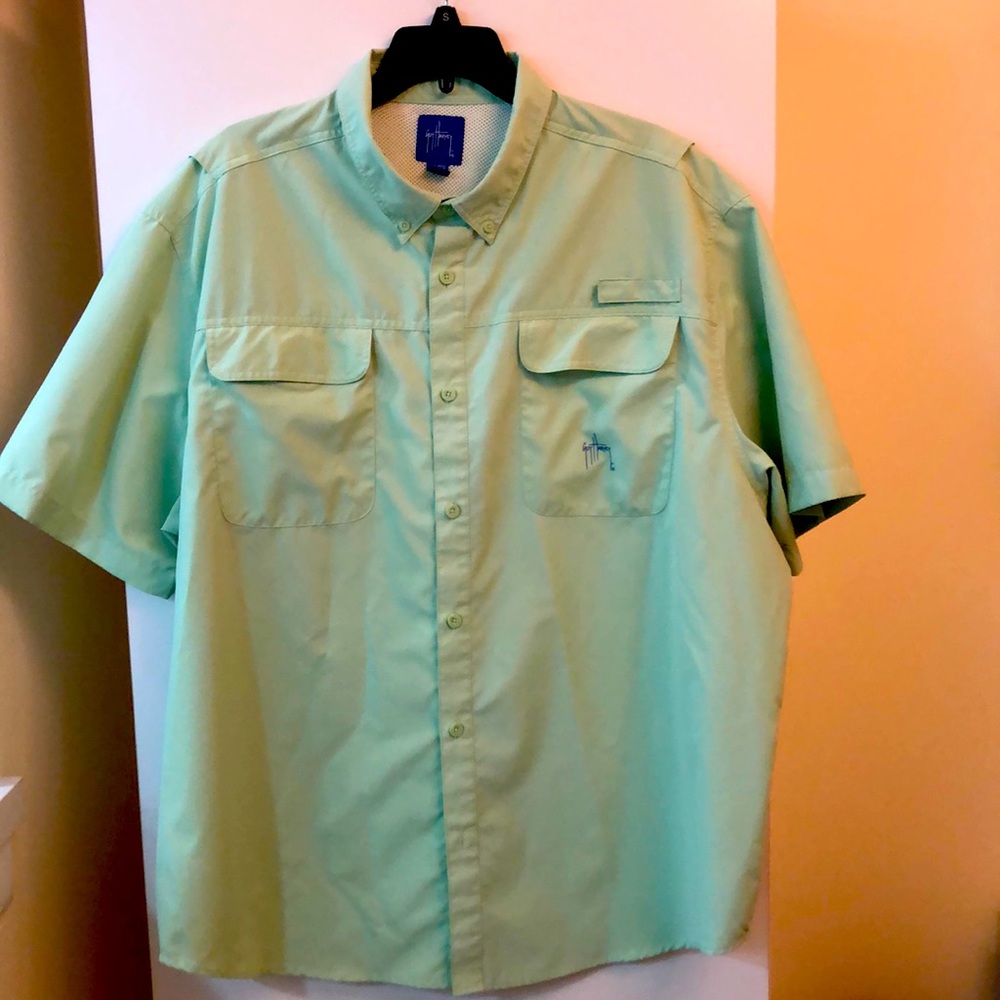 Guy Harvey Shirt Men XXL light green fishing shirt